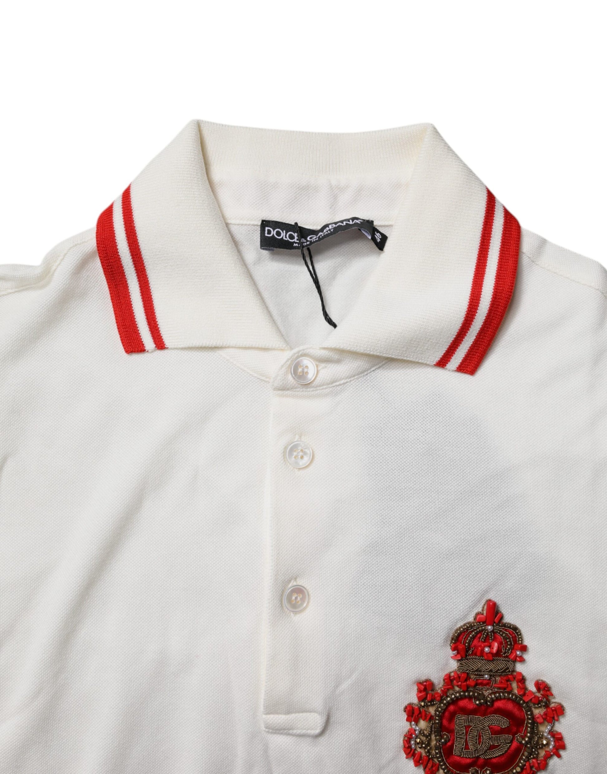 White Cotton Logo Collared Polo Men T-shirt