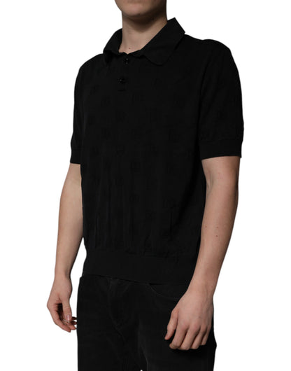 Black Silk Collared Polo T-shirt