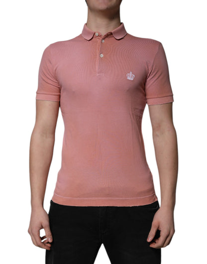 Pink Cotton Crown Collared Polo T-shirt