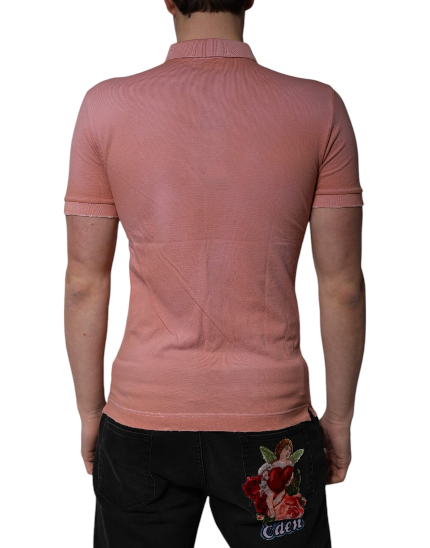 Pink Cotton Crown Collared Polo T-shirt