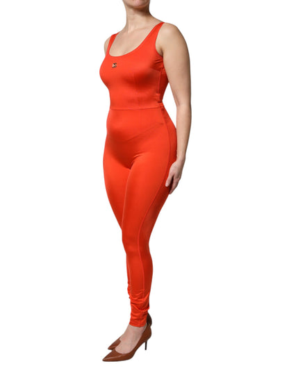 Orange Sleeveless Bodycon Jumpsuit Dress