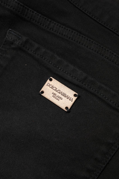 Black Cotton Mid Waisted Skinny Denim Jeans