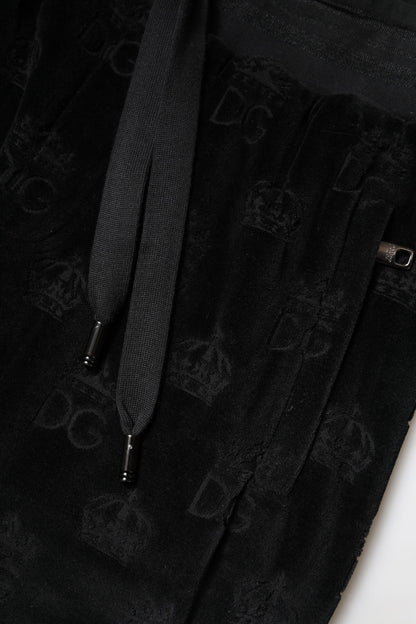Black All-Over DG Logo Print Jogger Pants