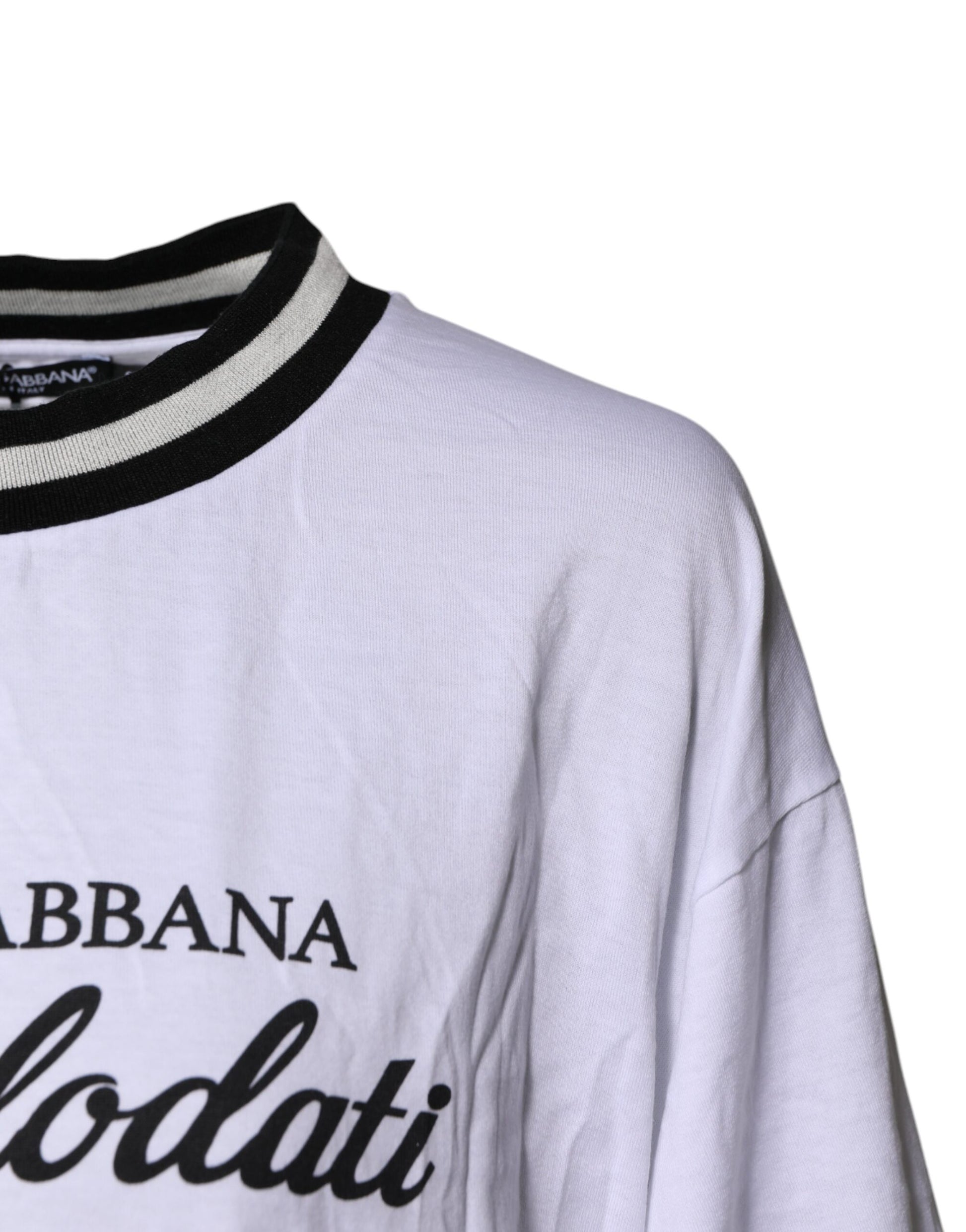 White Cotton DG Fashion Crew Neck Tee T-shirt