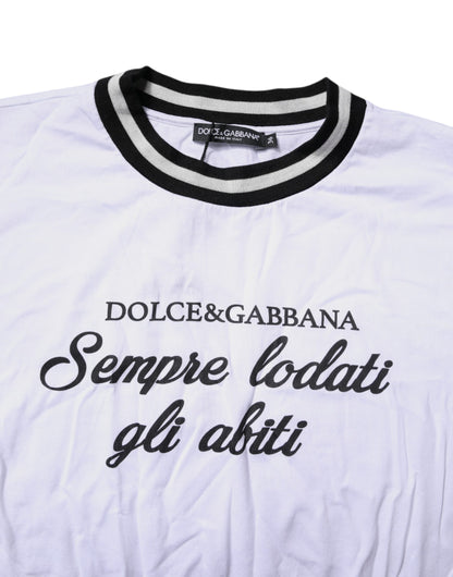 White Cotton DG Fashion Crew Neck T-shirt