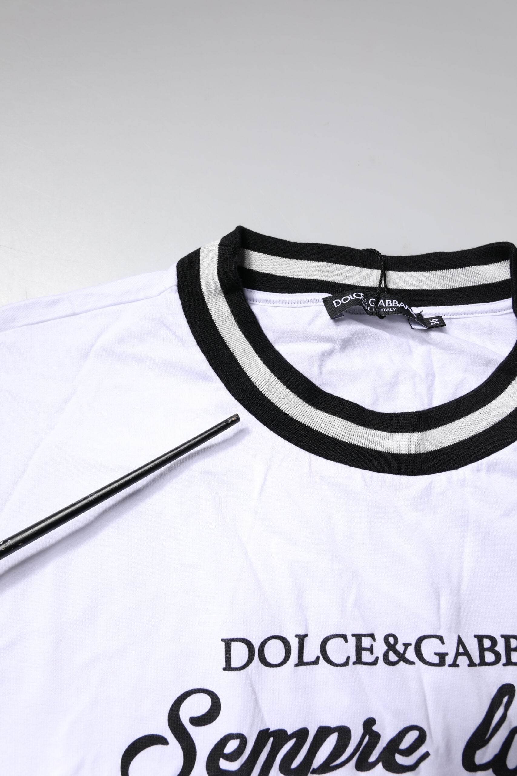 White Cotton DG Fashion Crew Neck T-shirt