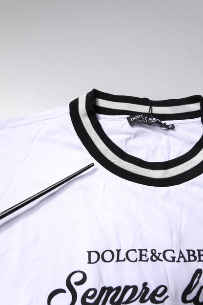 White Cotton DG Fashion Crew Neck T-shirt