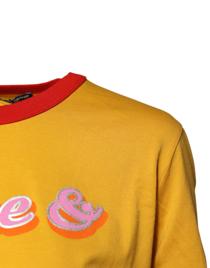 Yellow Printed Cotton Short Sleeves T-shirt