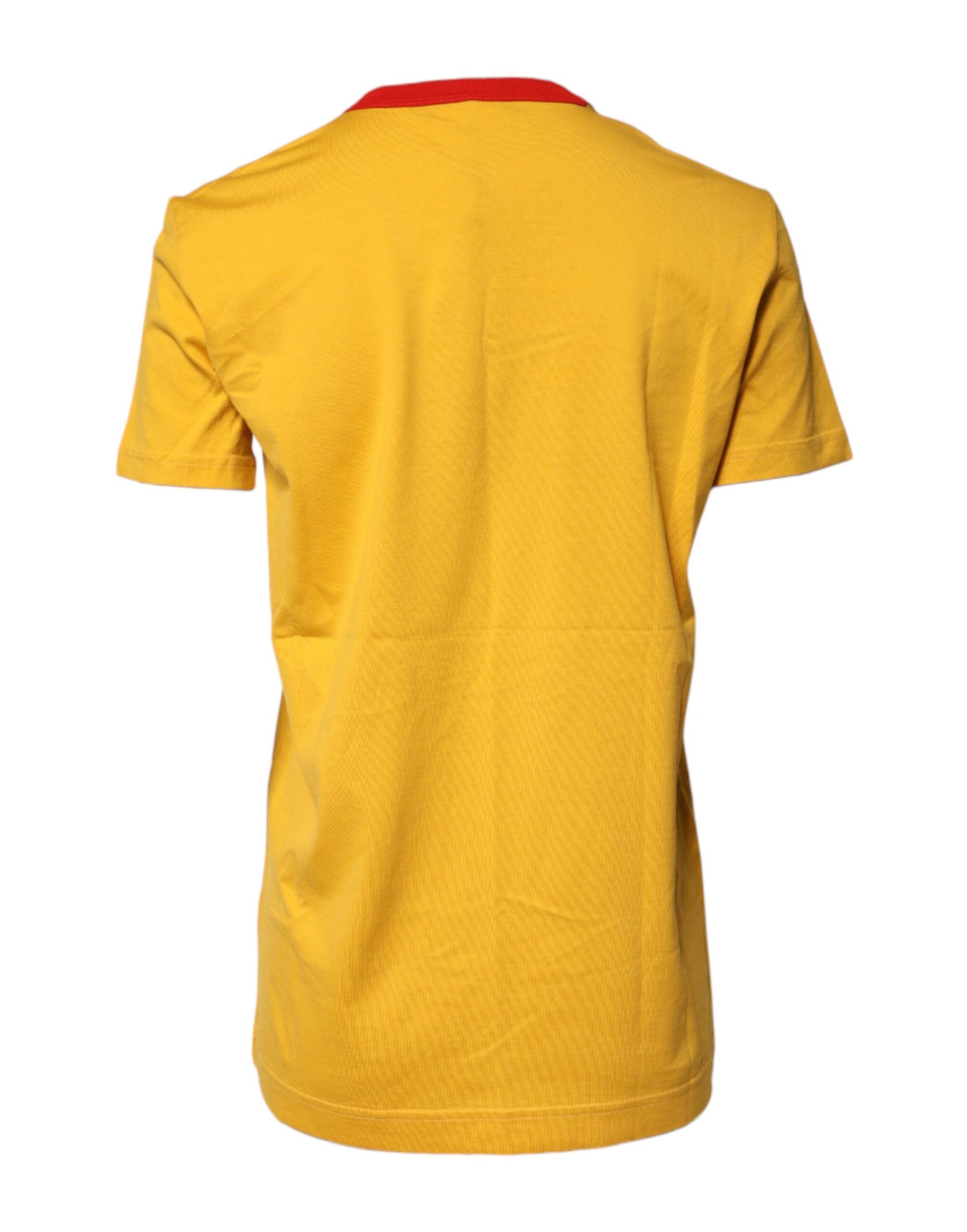 Yellow Printed Cotton Short Sleeves T-shirt