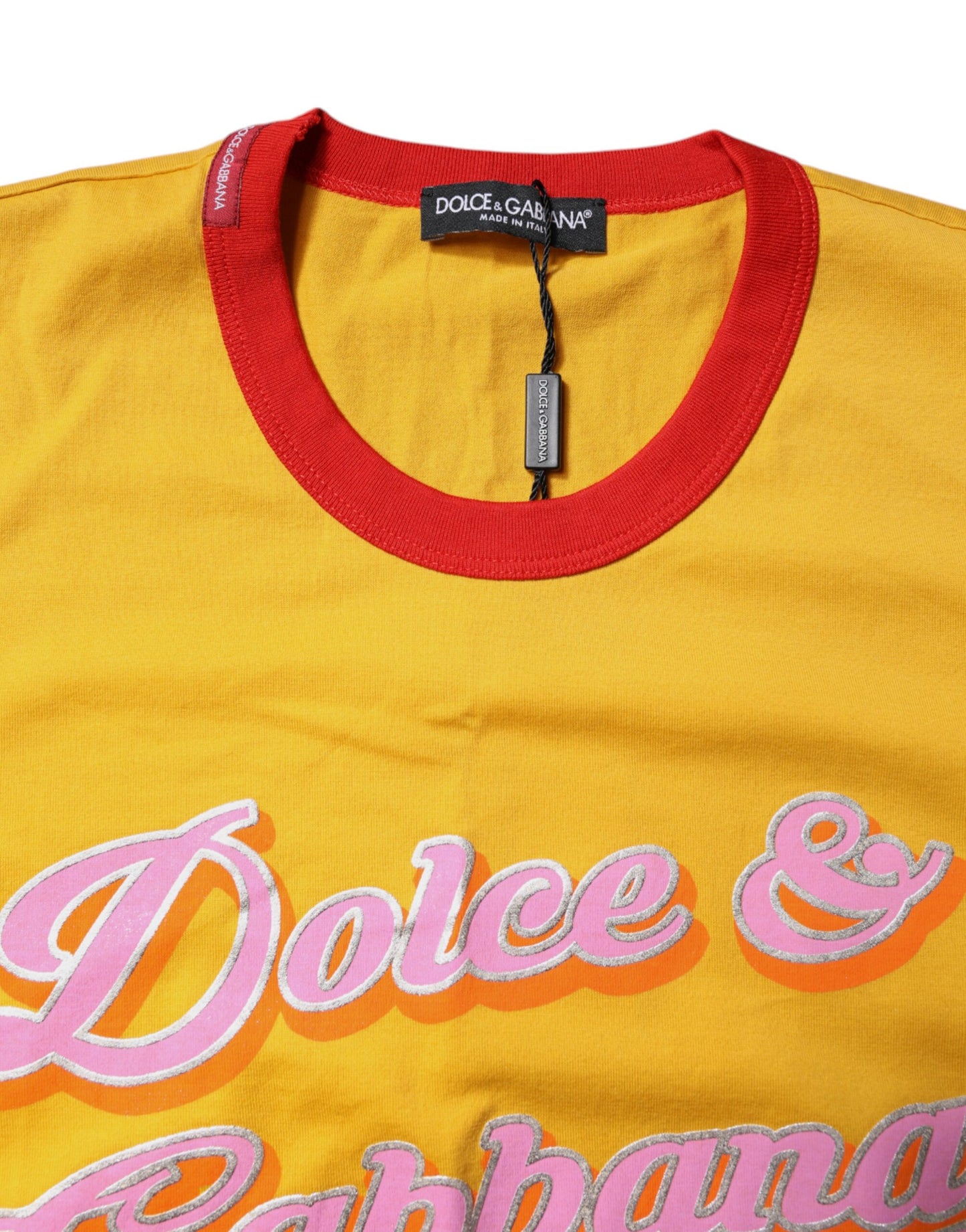 Yellow Printed Cotton Short Sleeves T-shirt