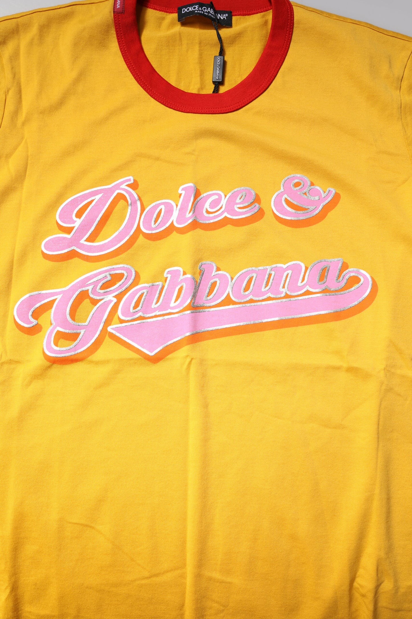 Yellow Printed Cotton Short Sleeves T-shirt