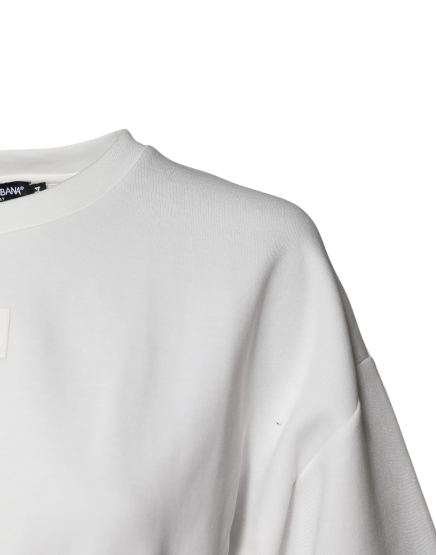 White Cotton Blend 3/4 Sleeves Blouse Top