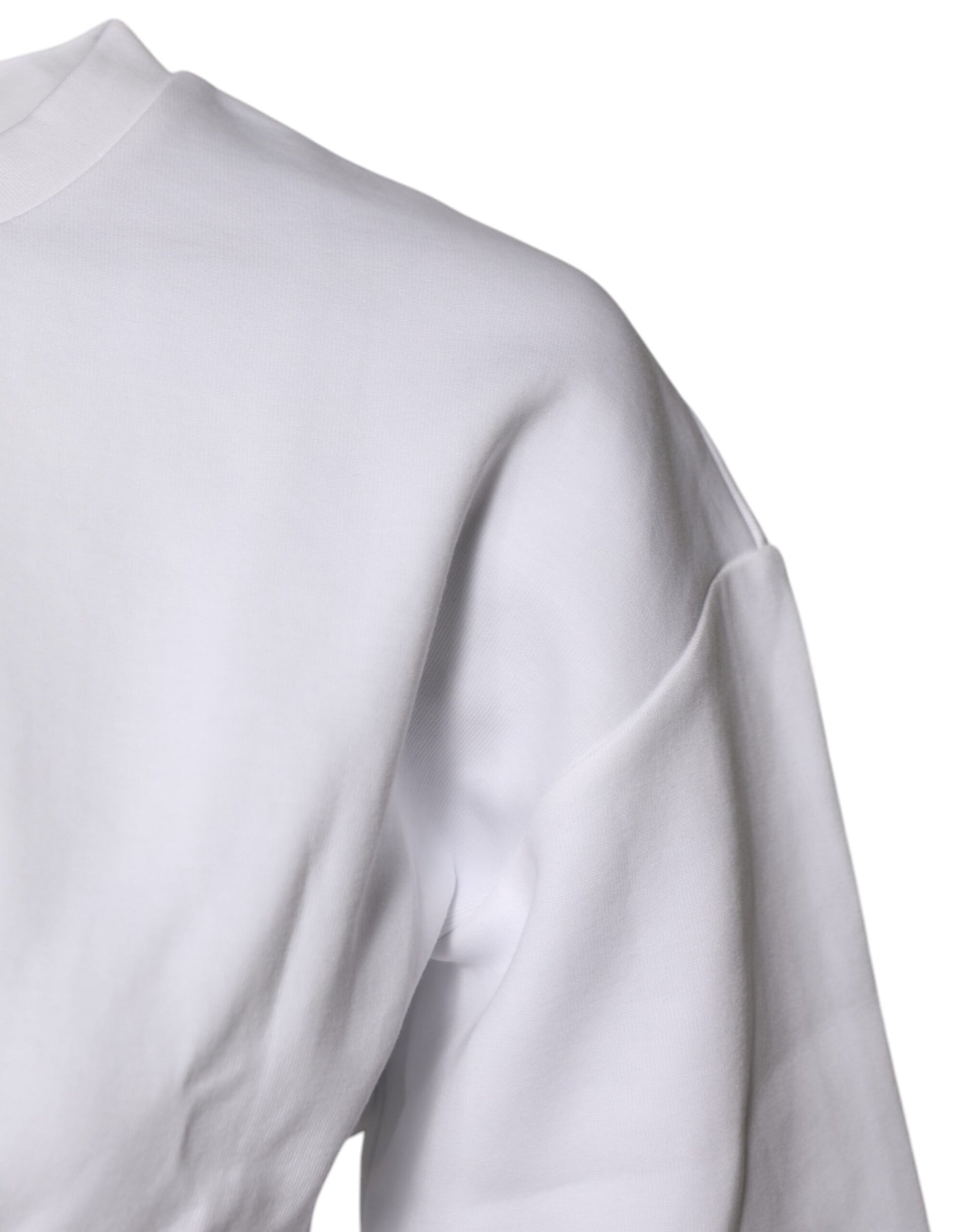 White Cotton Blend 3/4 Sleeves Blouse Top