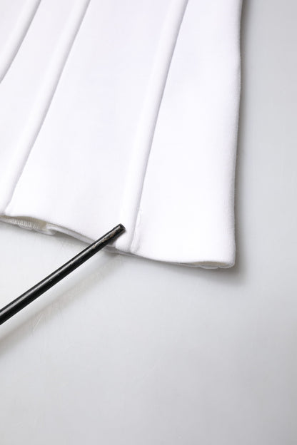 White Cotton Blend 3/4 Sleeves Blouse Top