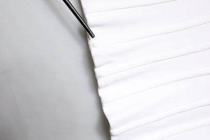 White Cotton Blend 3/4 Sleeves Blouse Top