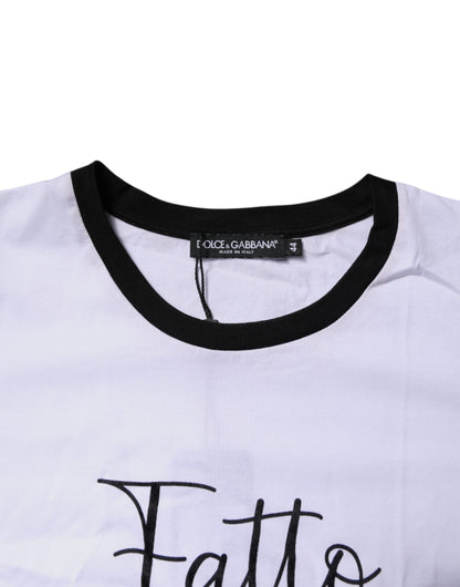 White Printed Round Neck Top Cotton T-shirt