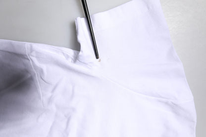 White Printed Round Neck Top Cotton T-shirt