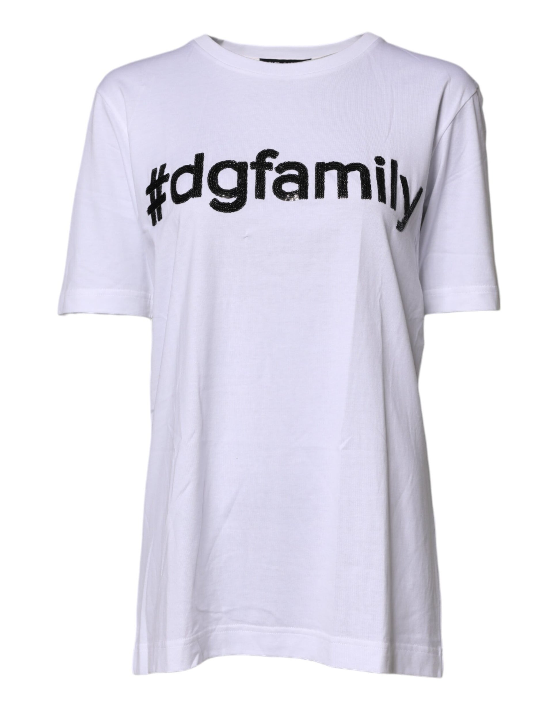 White #DGFAMILY Embroidery Cotton T-shirt