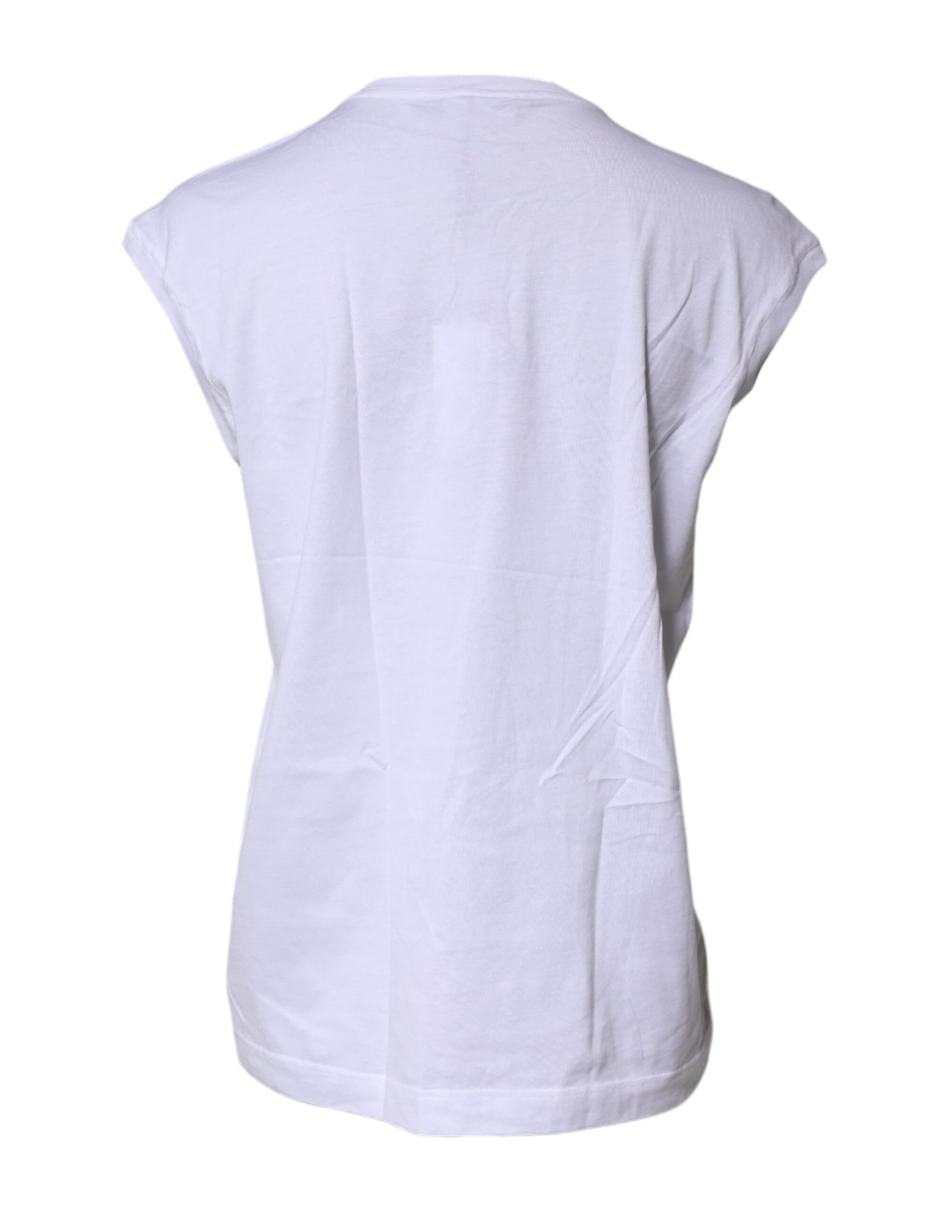 White Cotton Sleeveless Round Neck Tank Top