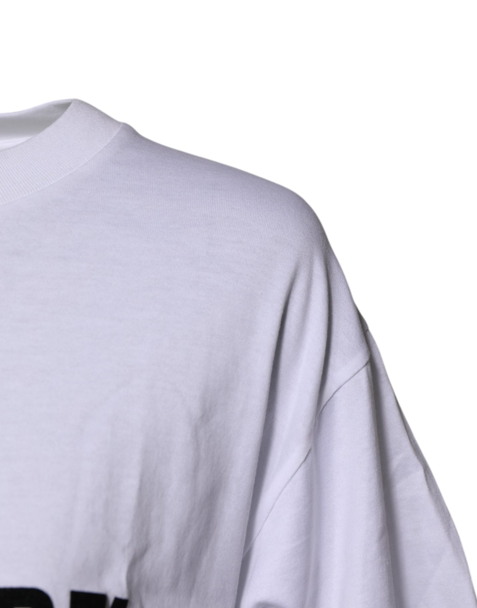 White Printed Round Neck Top Cotton T-shirt