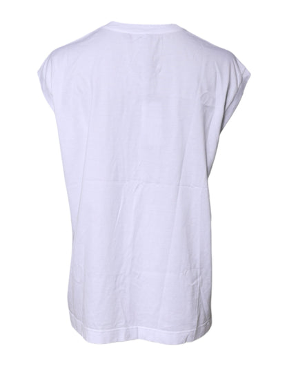 White Cotton Sleeveless Round Neck Tank Top