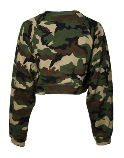Multicolor Camou Cropped Sweatshirt Sweater