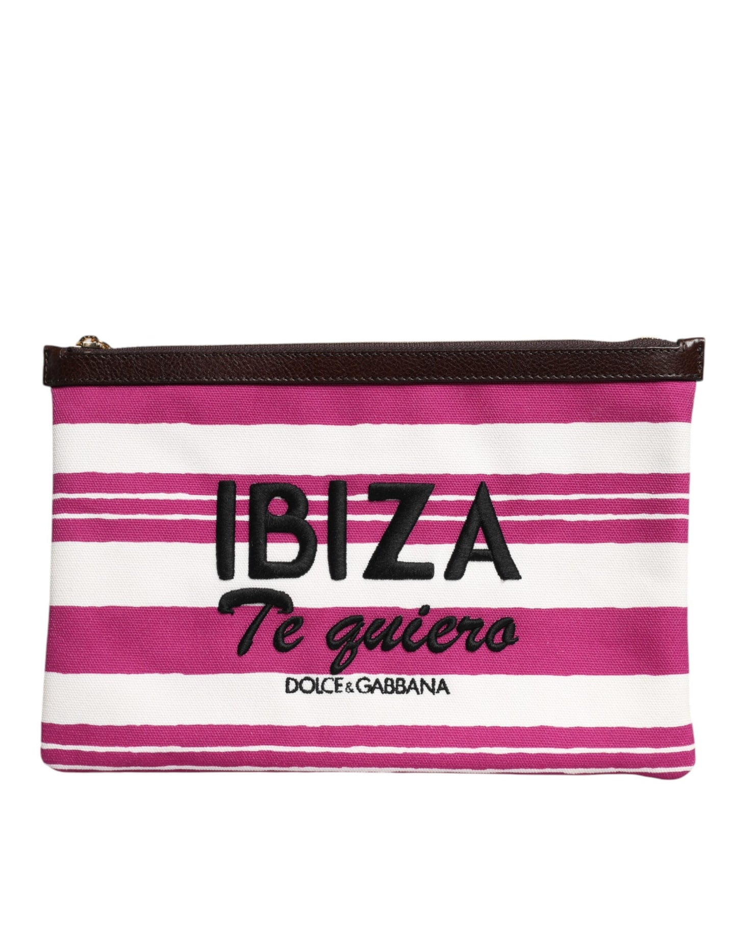 Pink White Stripes Printed Clutch Pouch Bag