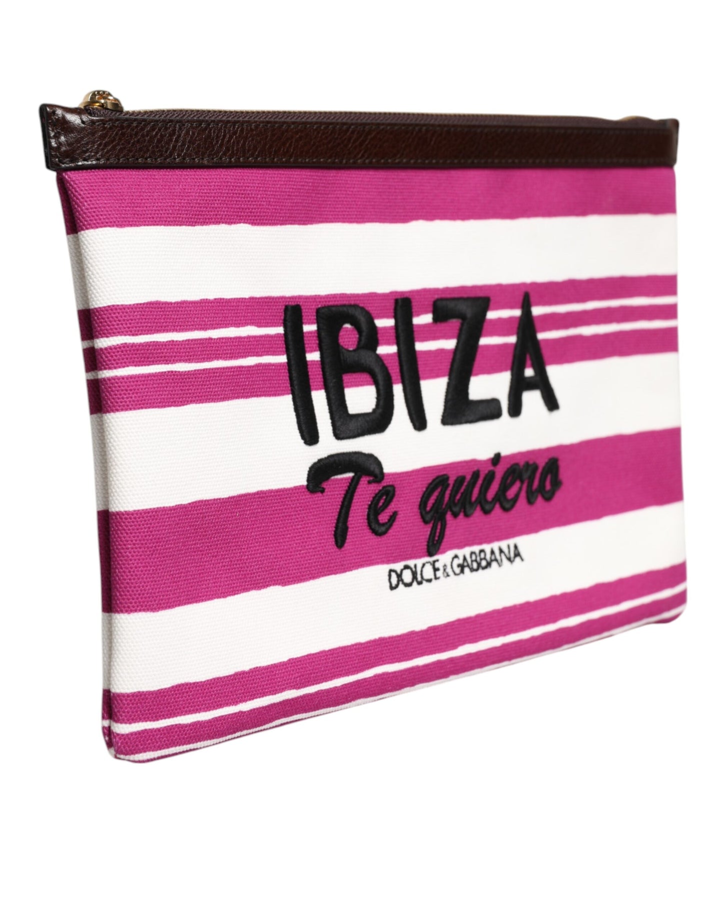 Pink White Stripes Printed Clutch Pouch Bag