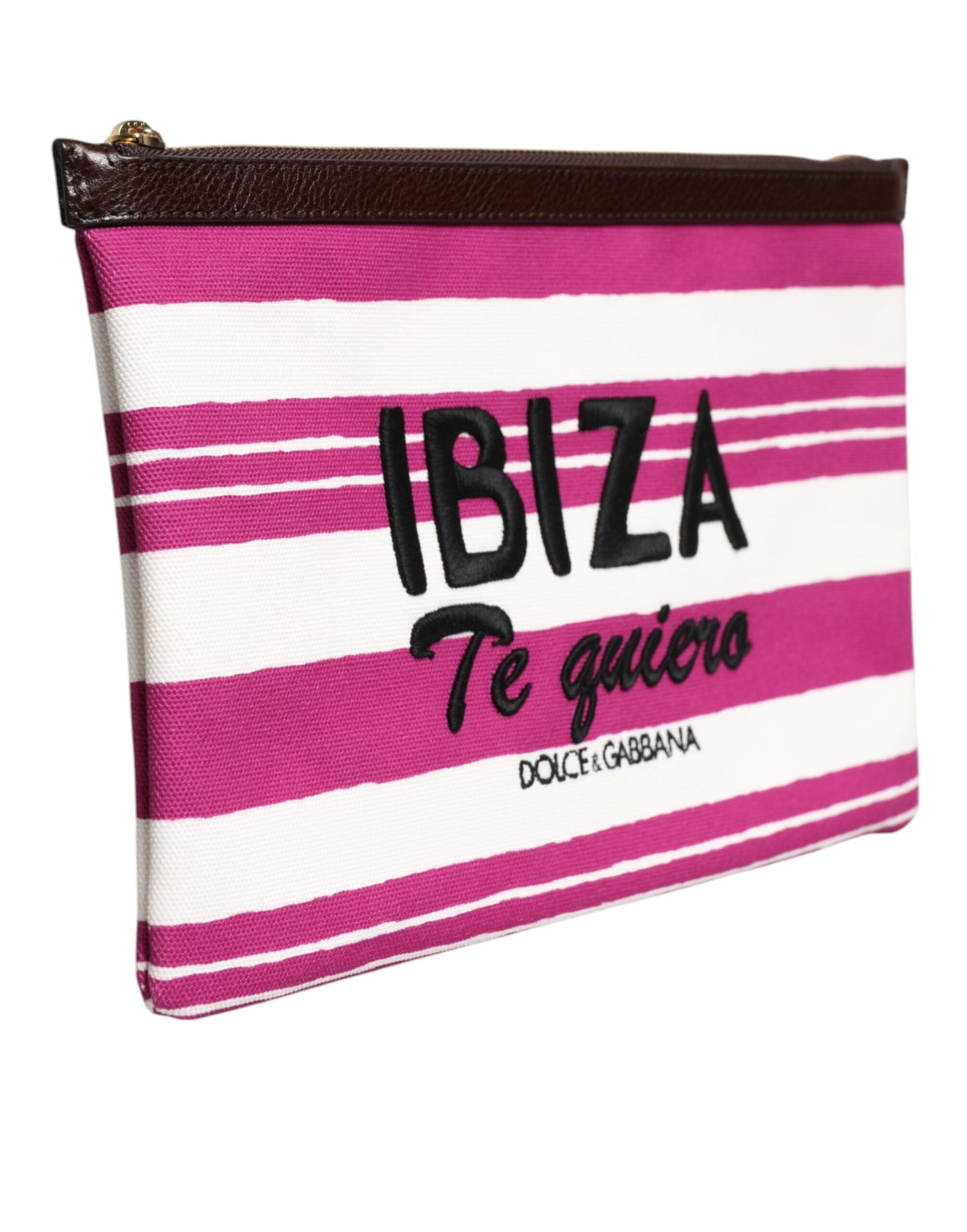 Pink White Stripes Printed Clutch Pouch Bag