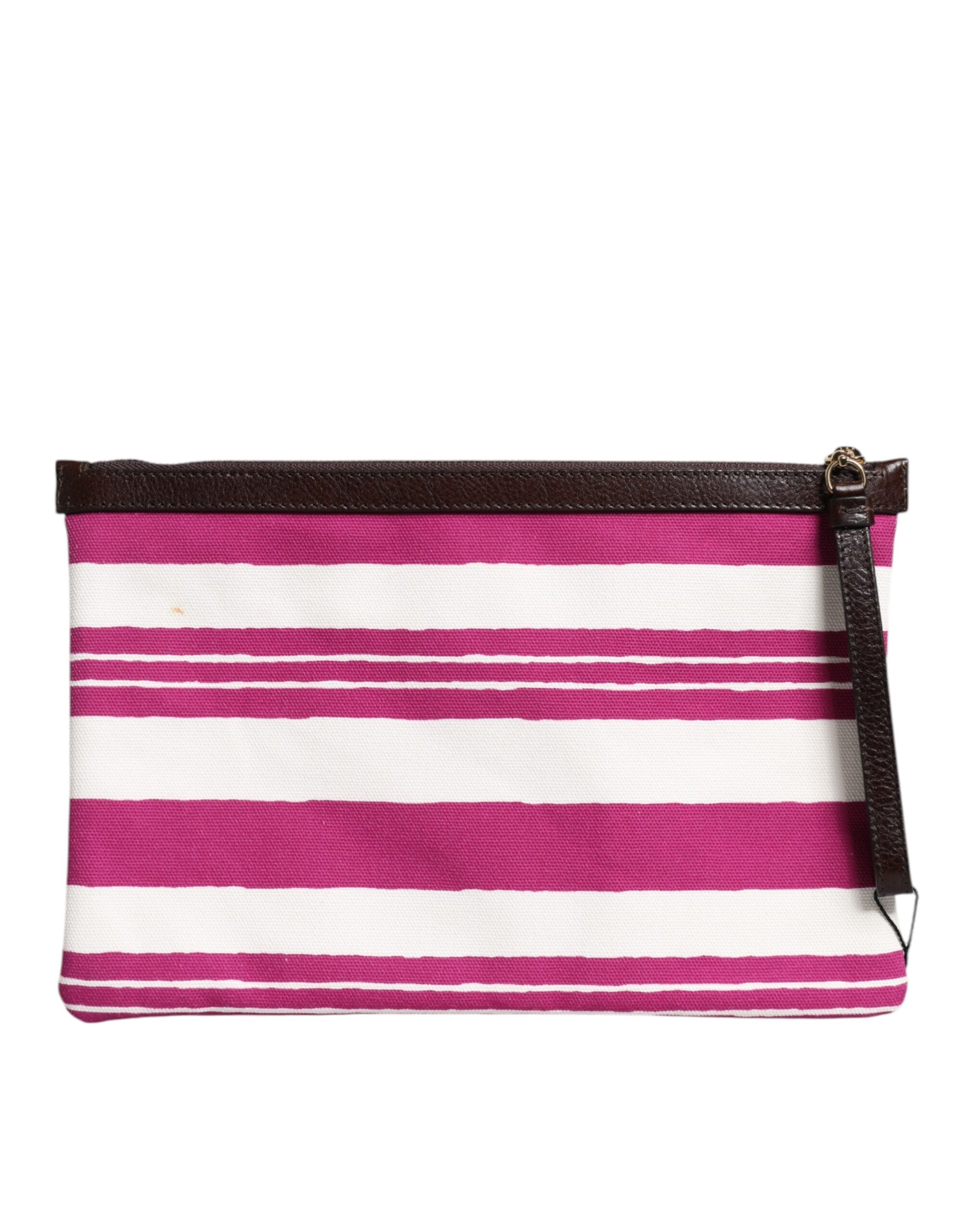 Pink White Stripes Printed Clutch Pouch Bag