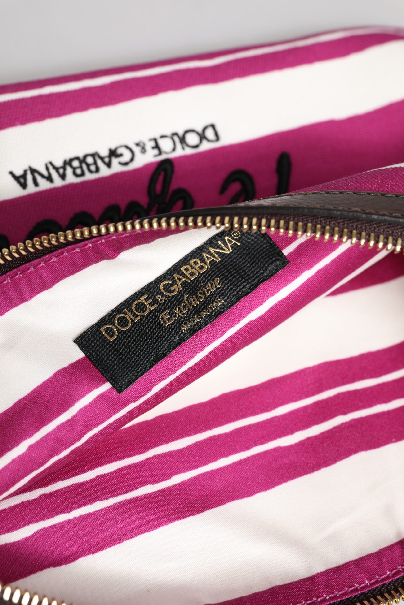 Pink White Stripes Printed Clutch Pouch Bag
