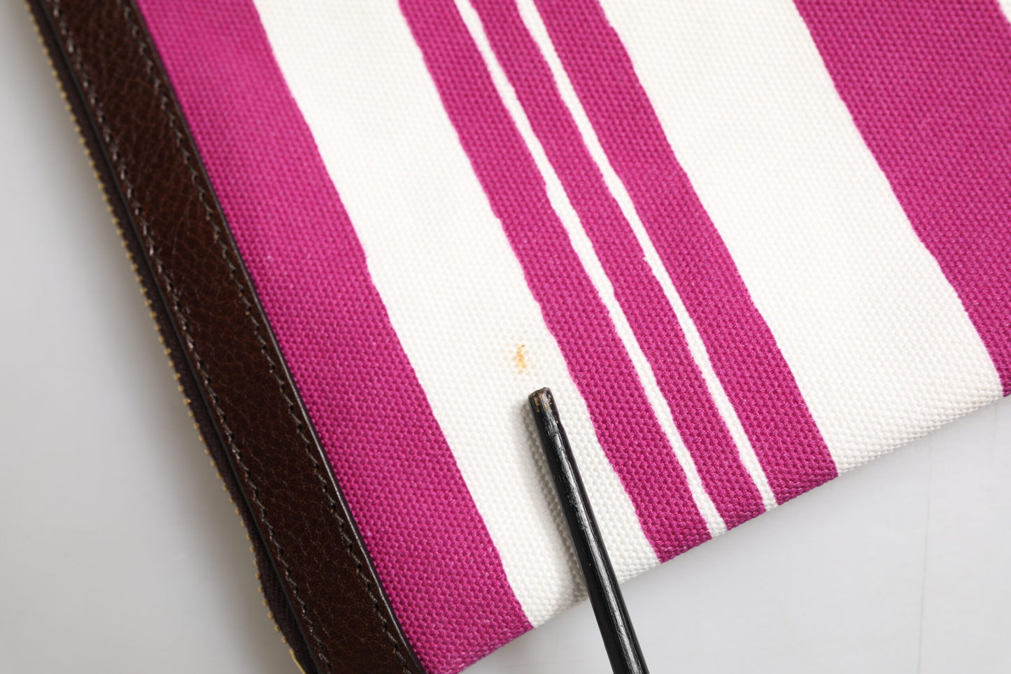 Pink White Stripes Printed Clutch Pouch Bag