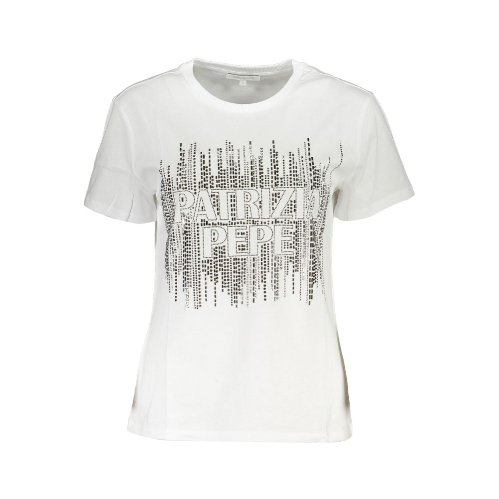 White Cotton Women T-Shirt