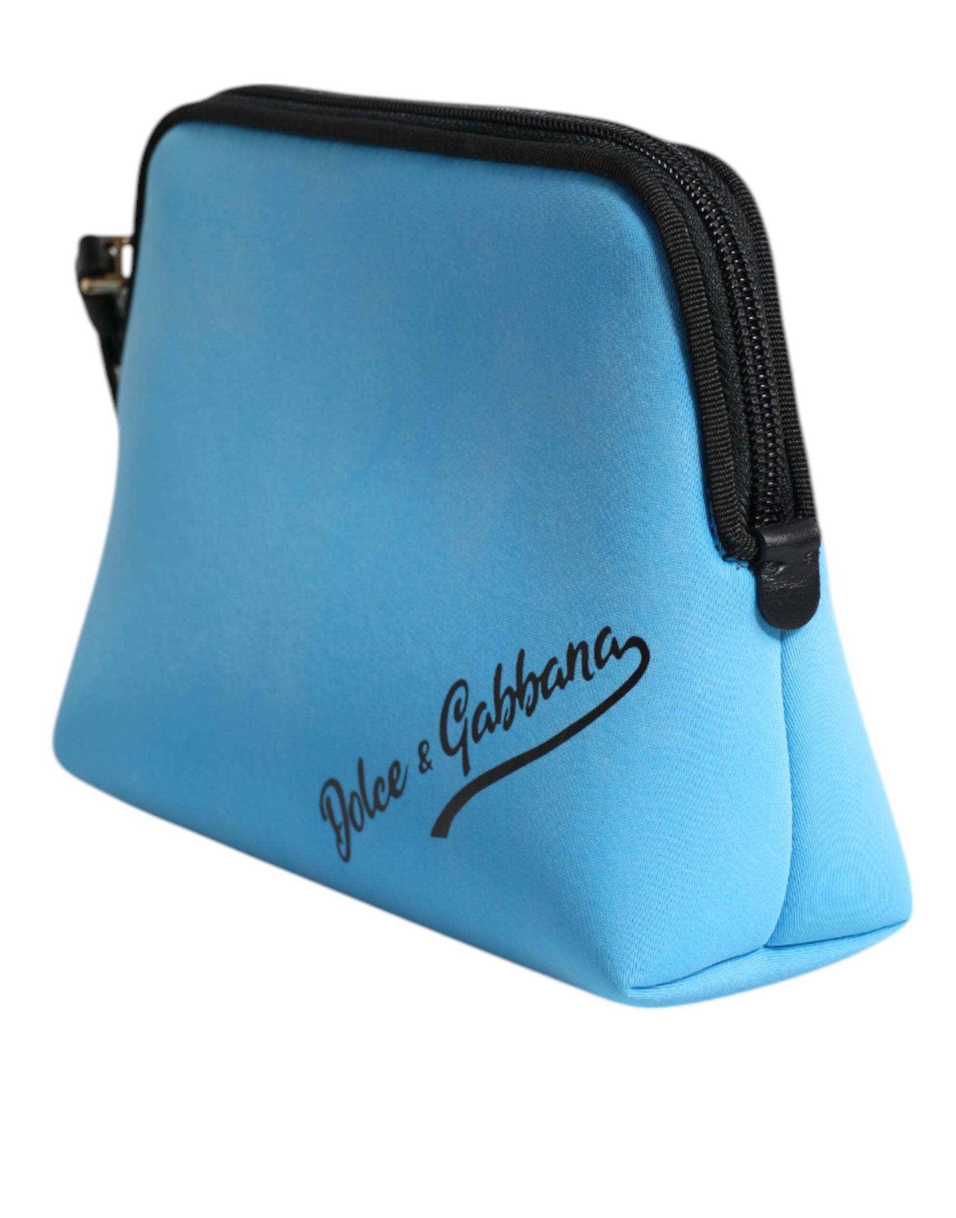 Blue DG Logo Print Clutch Zip Borse Pouch Bag