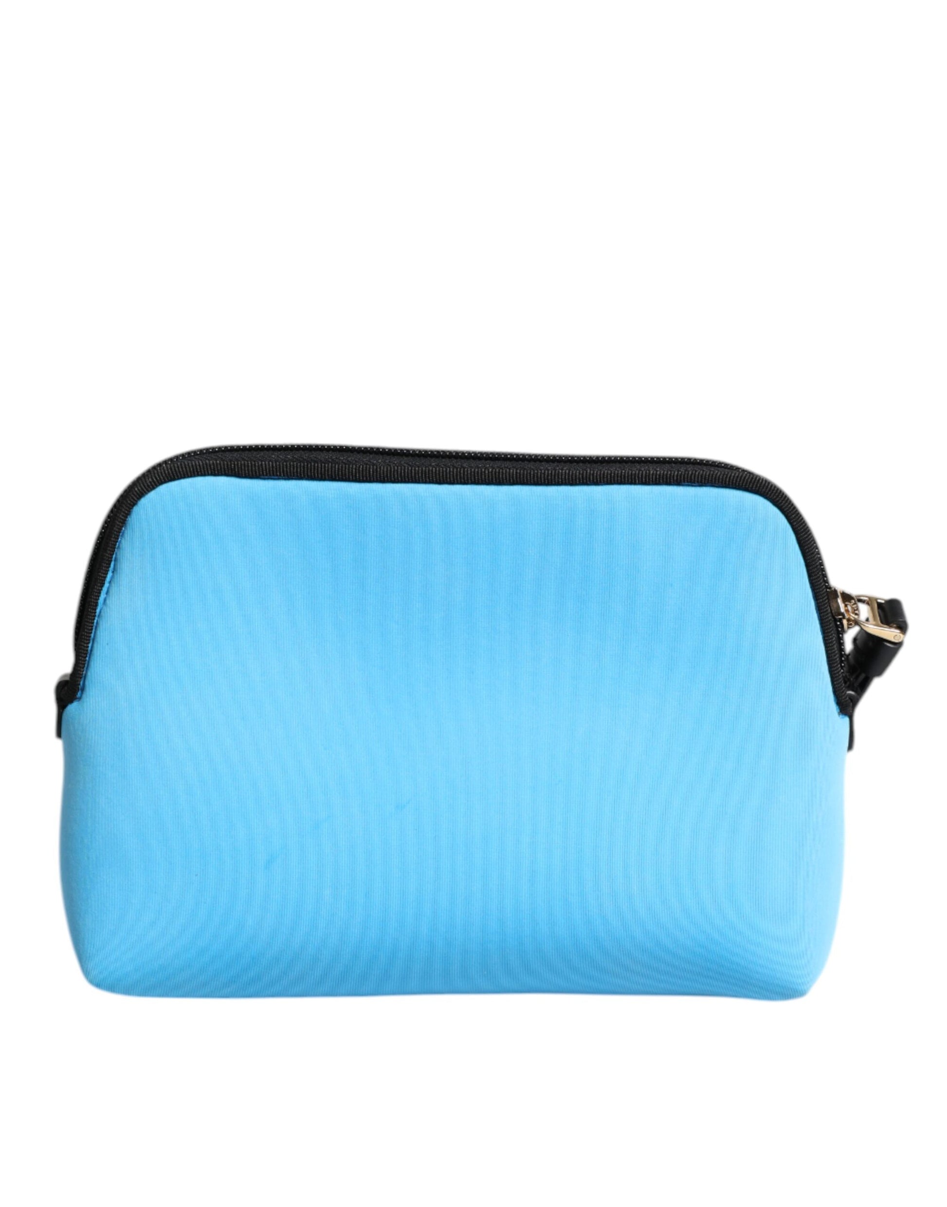 Blue DG Logo Print Clutch Zip Borse Pouch Bag