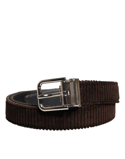 Brown Velvet Metal Buckle Classic Belt
