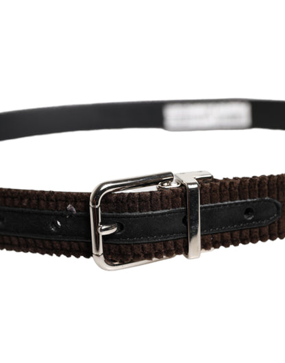 Brown Velvet Metal Buckle Classic Belt