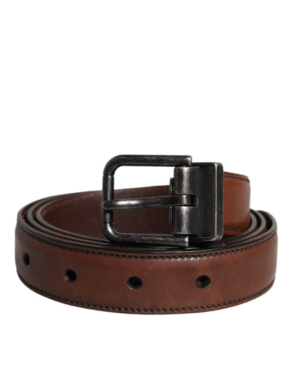 Brown Leather Metal Buckle Classic Belt