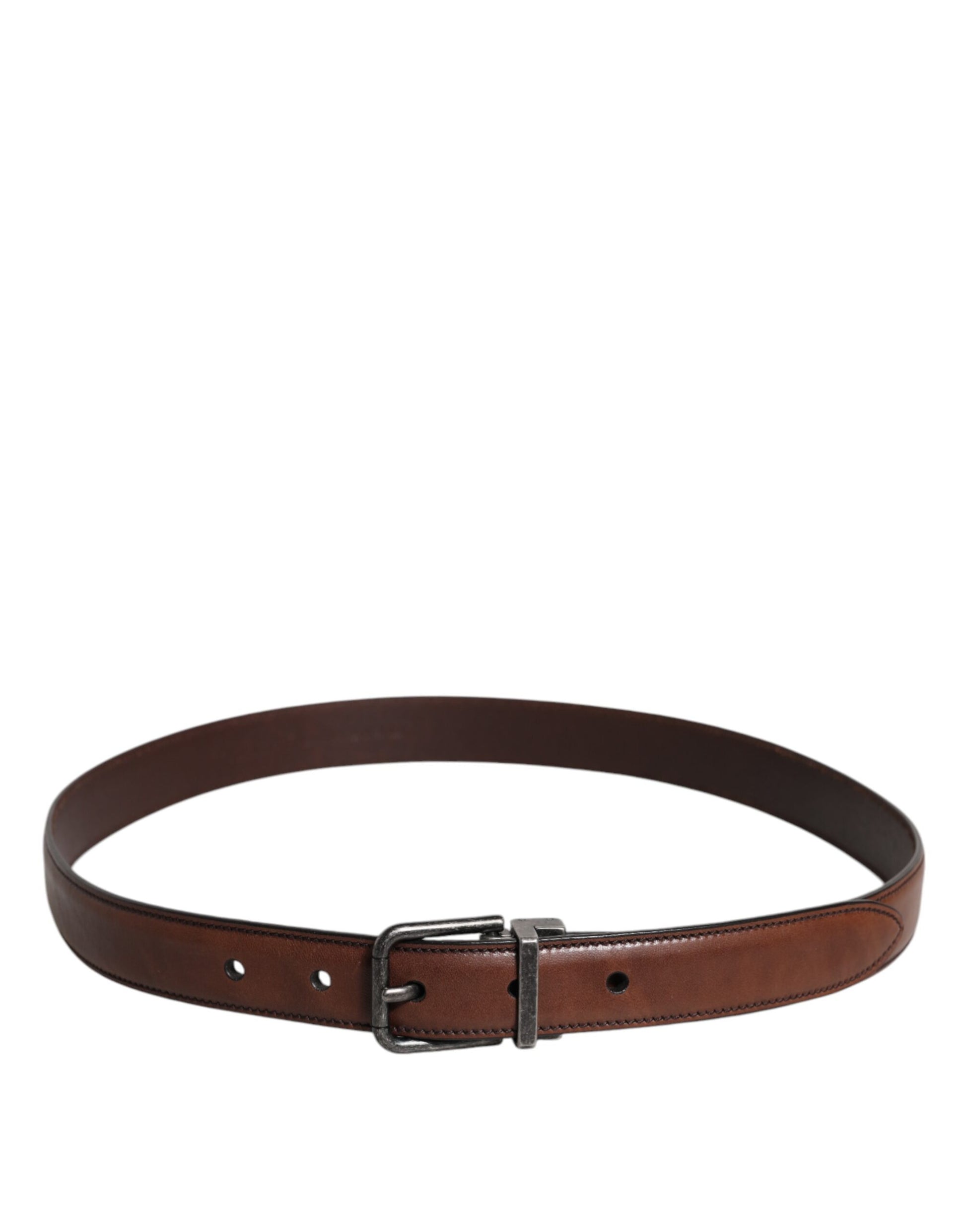 Brown Leather Metal Buckle Classic Belt