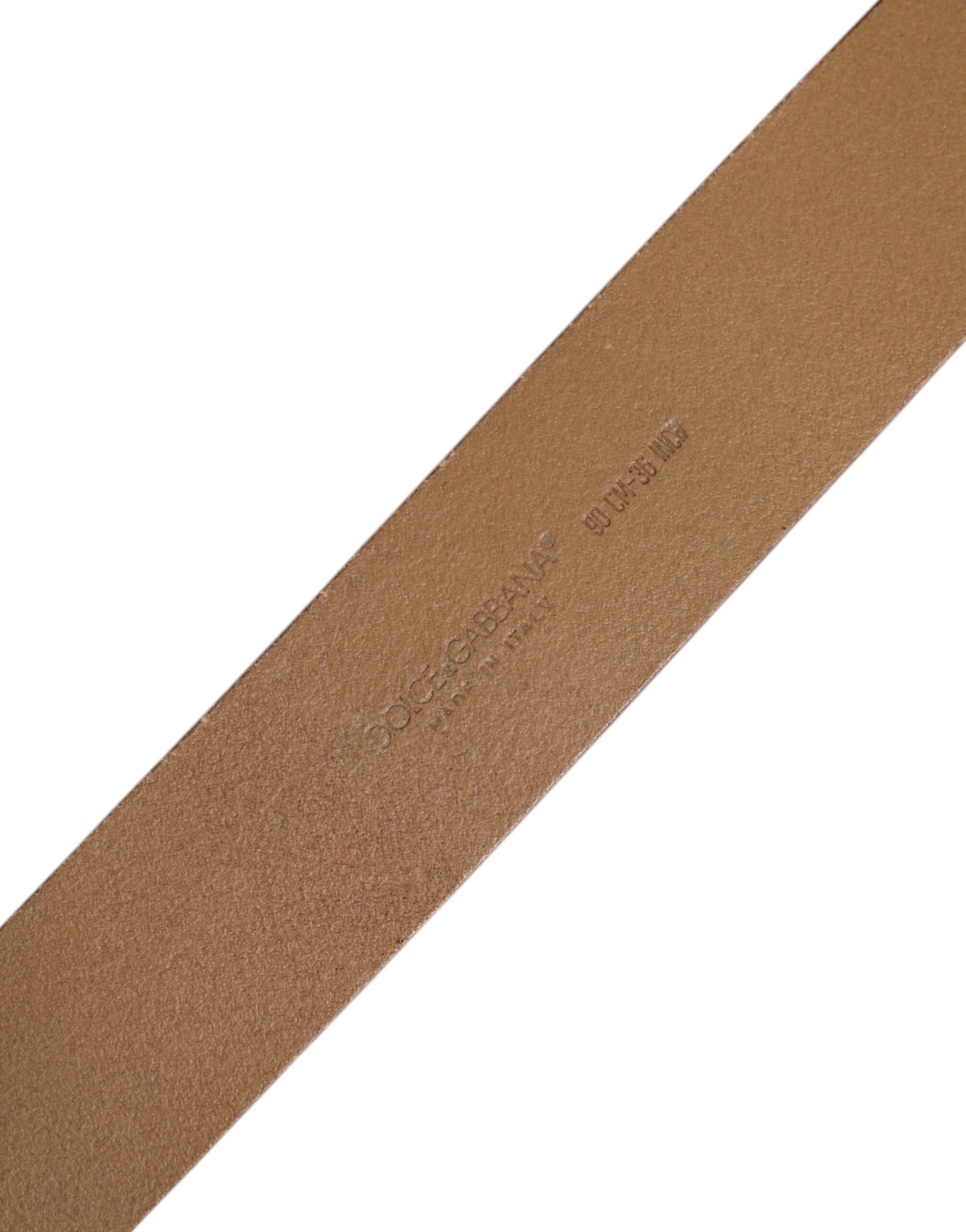 Brown Leather Classic Metal Logo Buckle Belt