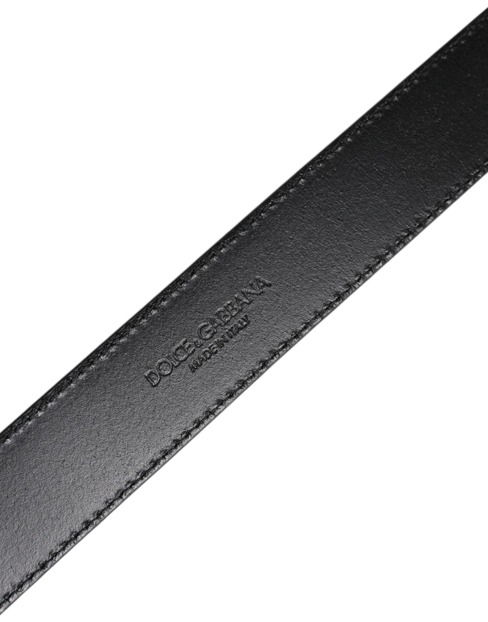 Silver Leather Classic Metal Logo Buckle Belt