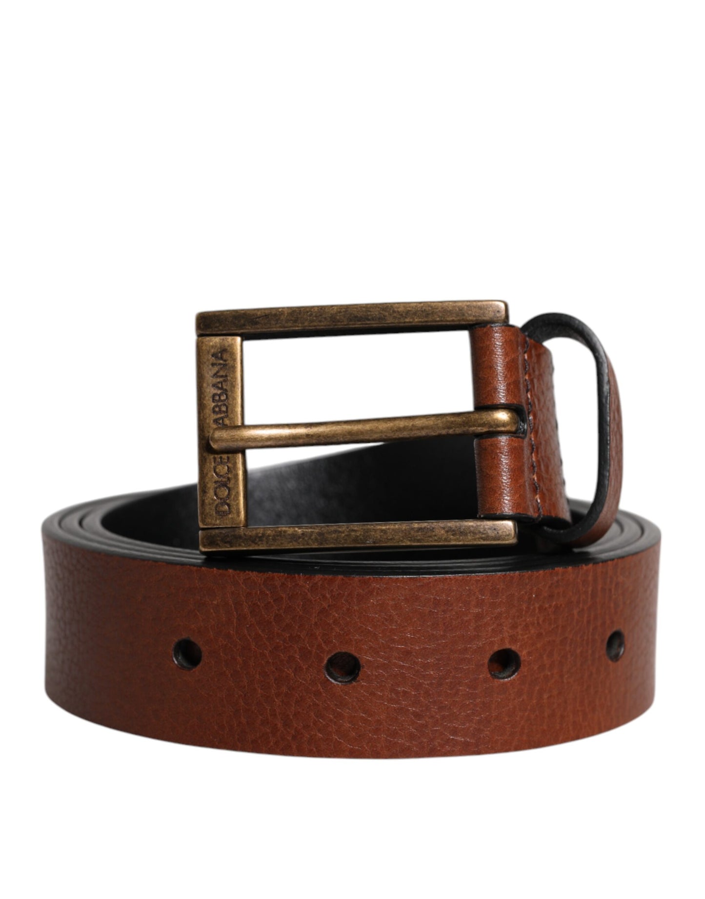 Brown Calf Leather Classic Metal Buckle Belt