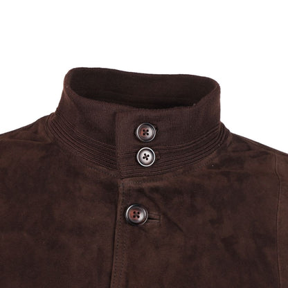 Brown Calfskin Men Bomber Jacket
