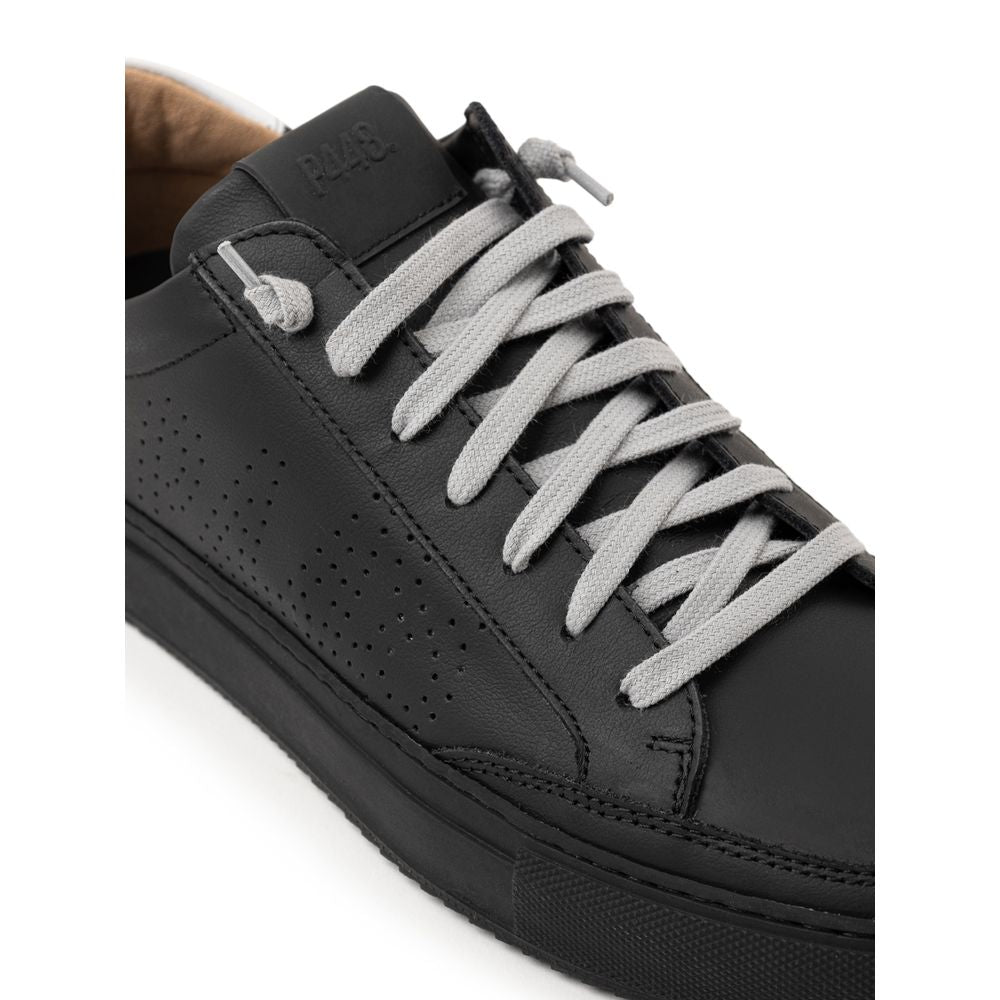 Black Leather Athletic Sneakers