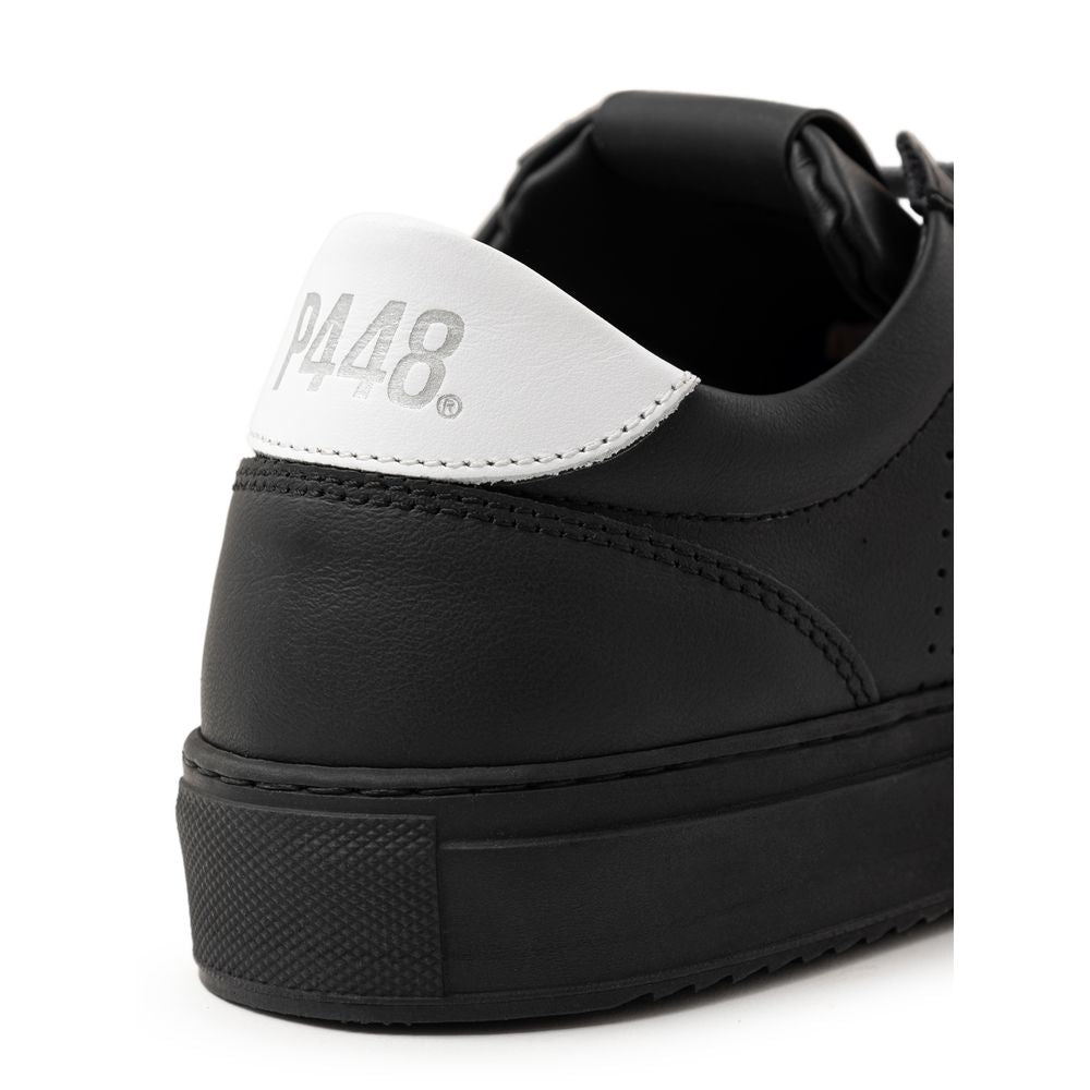 Black Leather Athletic Sneakers