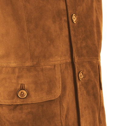 Brown Calfskin Men Bomber Jacket