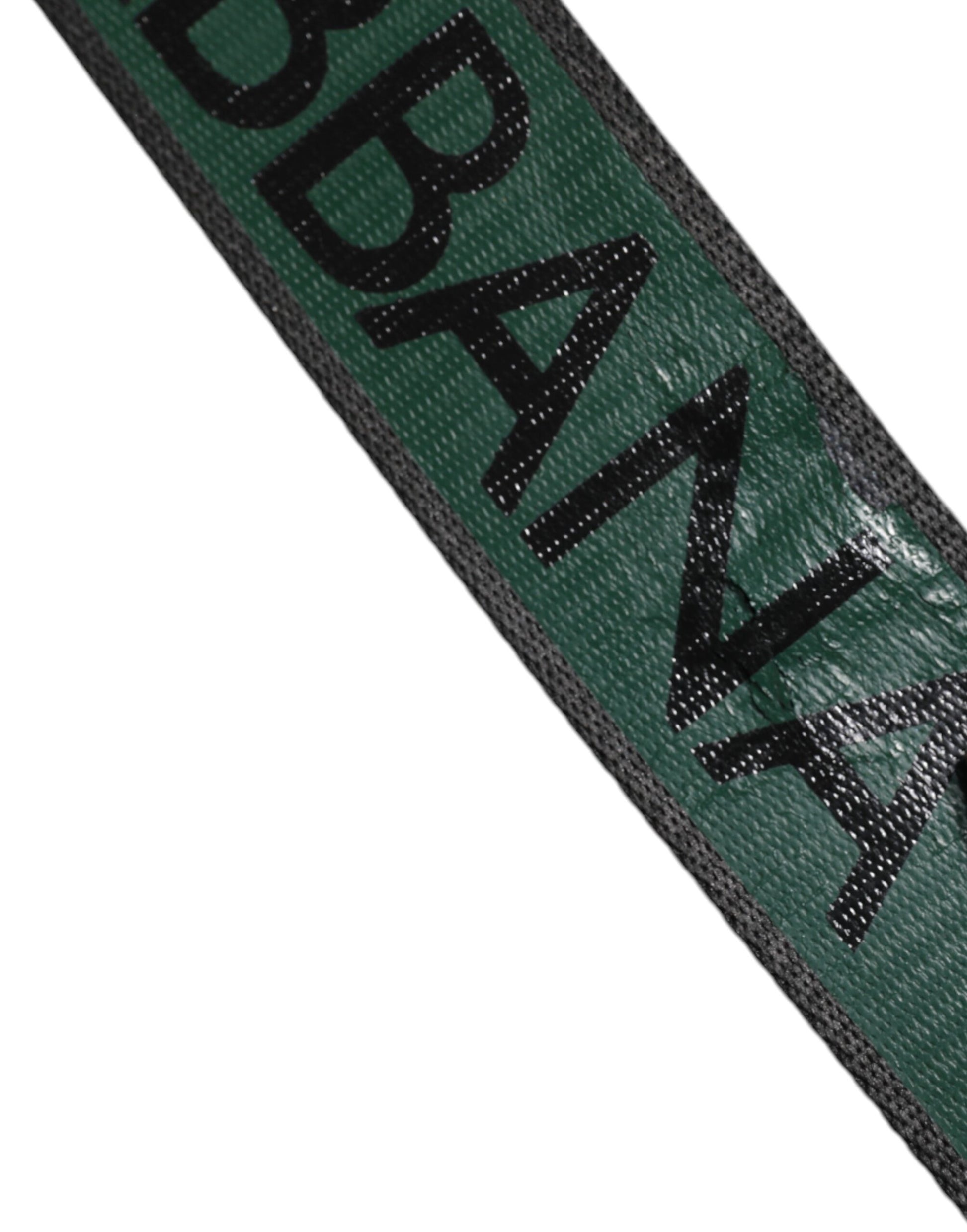 Green Black Classic Metal Logo Buckle Belt