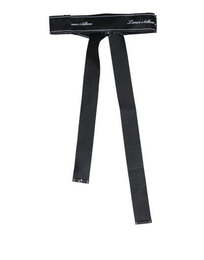 Black Waist Ribbon Wide Bow Logo Belt