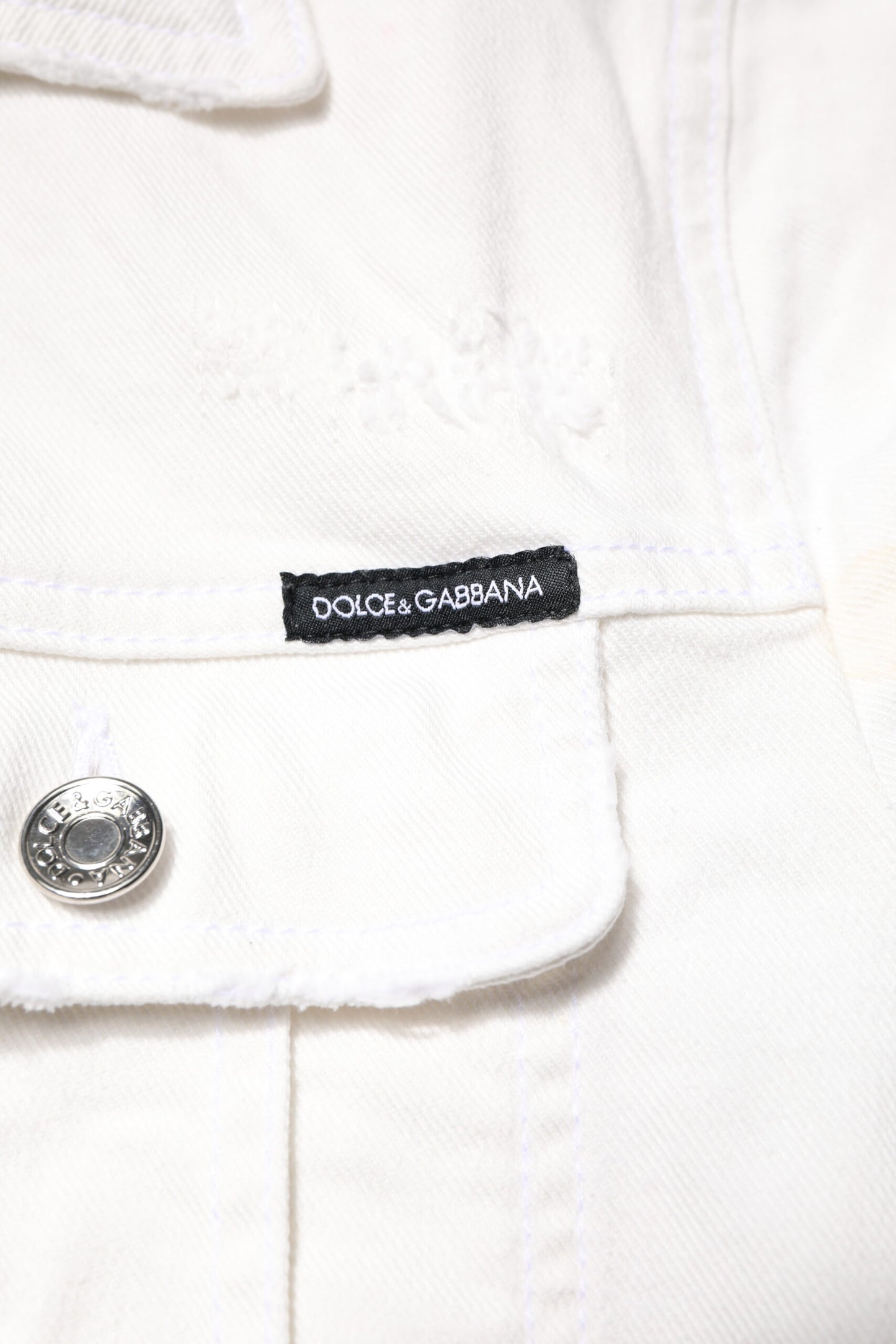 White Graffiti Cotton Stretch Denim Jacket