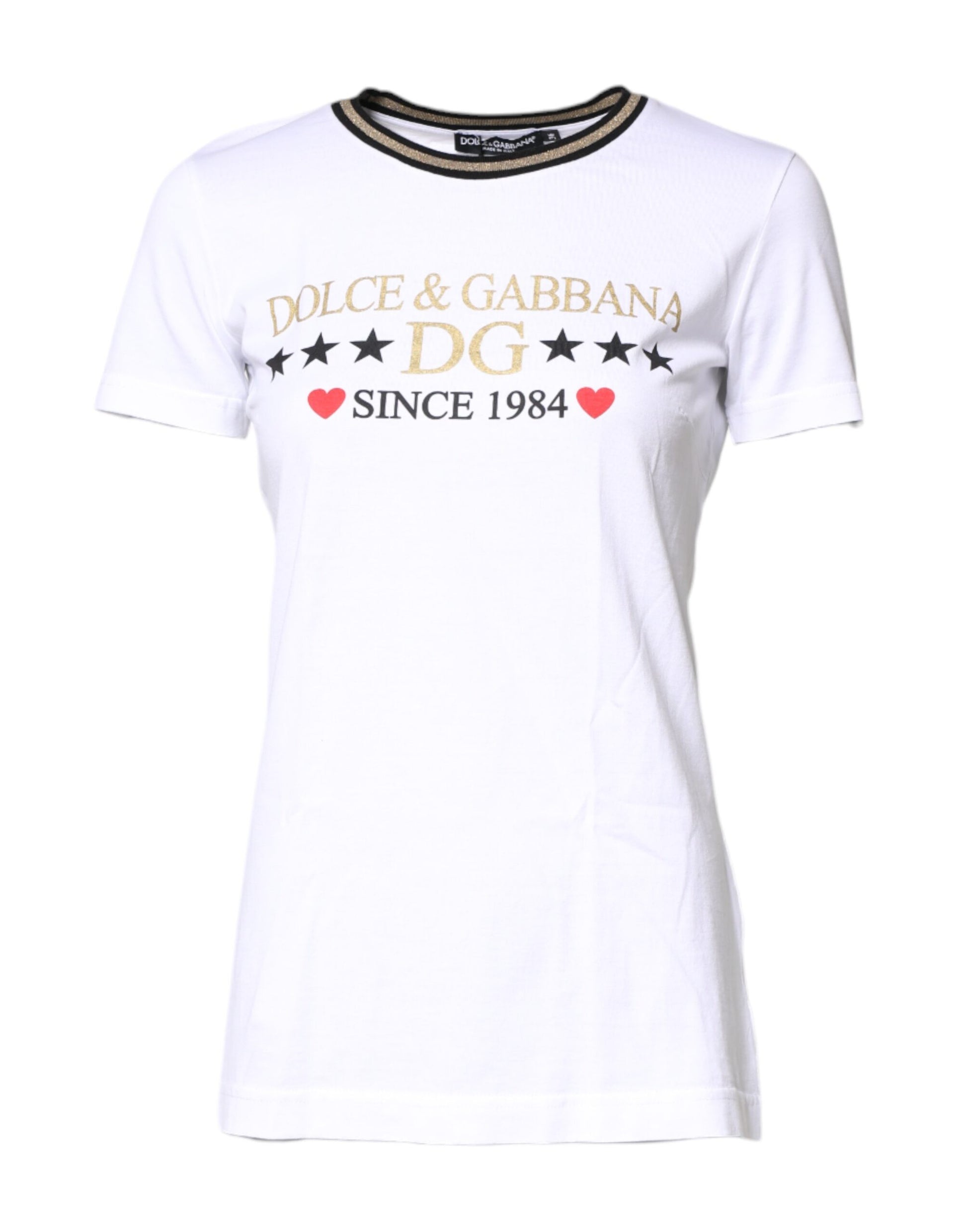 White Graphic Print Cotton Crew Neck T-shirt
